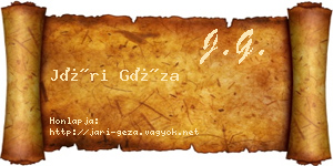 Jári Géza névjegykártya